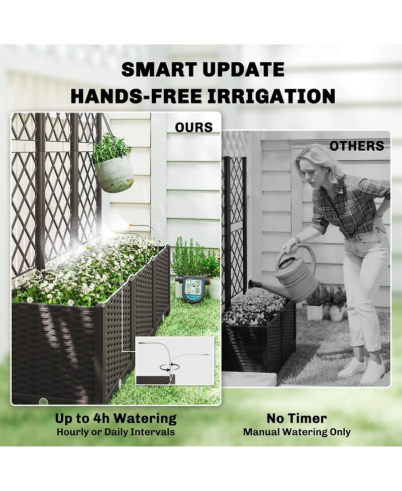 Outsunny 3PCS Self-Watering Planetr with Trellis, Automatic Watering Kit