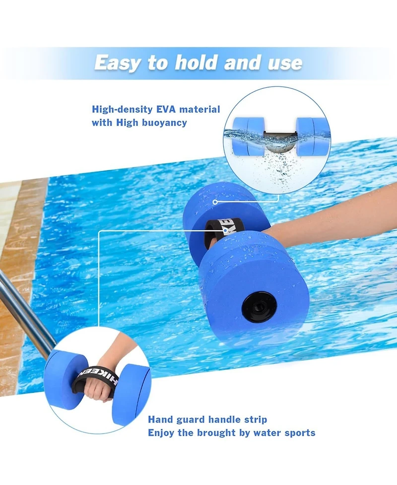 Hikeen Aquatic Exercise Dumbbells Water Dumbbell Pool Resistance Aquatic Fitness Barbells with 4 High-Density Eva Foam Pool Weights Dumbbells