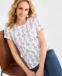 Style & Co Petite Printed Short-Sleeve Scoop-Neck Top, Macy's Exclusive