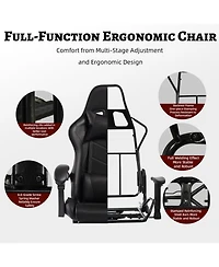 Flynama Massage Gaming Chair with Footrest,Pu Ergonomic E-Sports Chair