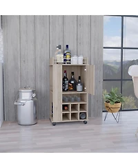 Flynama Bar Cart with Cabinet and 6 Built-in Wine Racks, Rolling Serving Cart with Casters for Home Entertaining