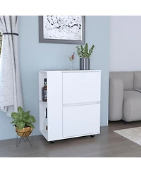 Flynama Bar Cart with 2 Pull-Down Door Cabinets and 2 Open Shelves, 32.2"H Rolling Cart