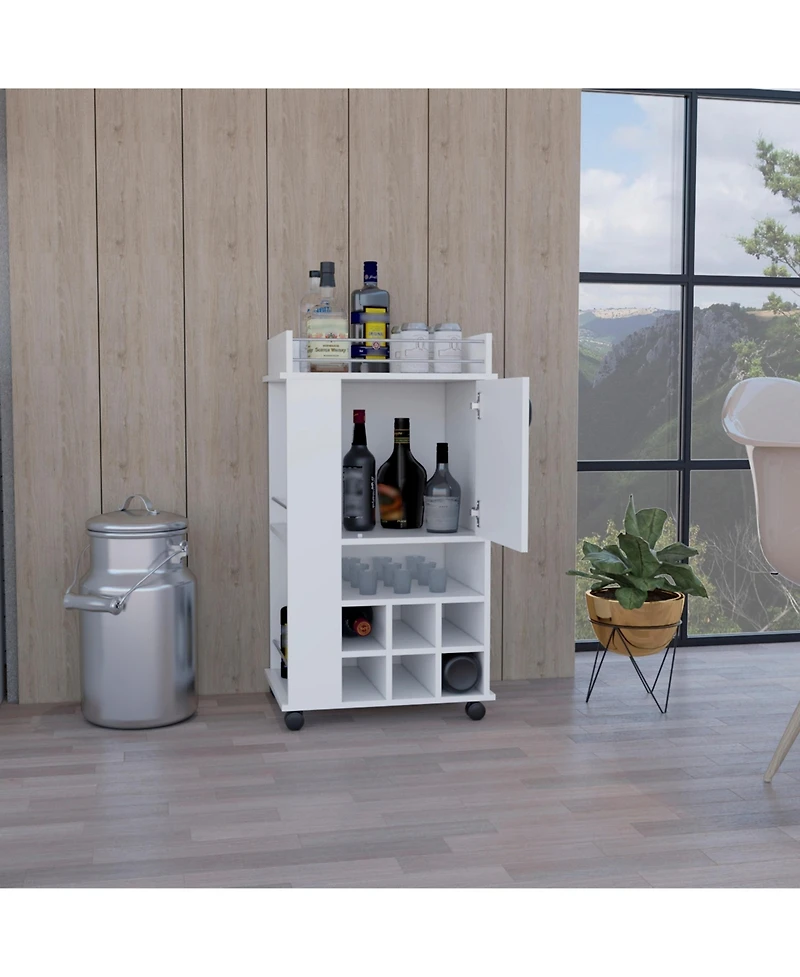 Flynama Bar Cart 4.4" W x 16.34" D with 4 Cabinets with Casters Neutral Finish