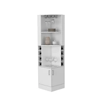 Flynama Bar Cabinet 17.0" H x 17.1" W with 2 Cabinets, 1 Shelf 8 Rack White Finish