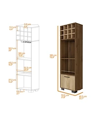 Flynama Bar Cabinet 20" H x 20.5" W with 1 Cabinet, 2 Drawers, 1 Shelf Macadamia Finish