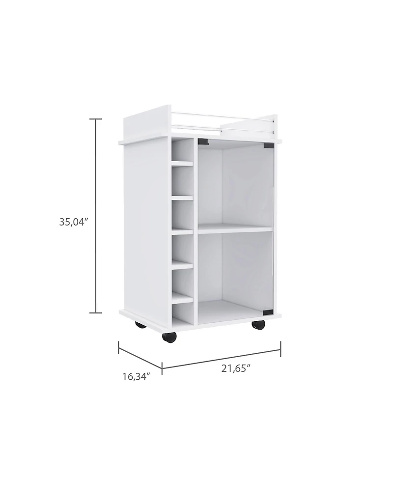 Flynama Bar Cart with 1 Cabinet with Casters Finish