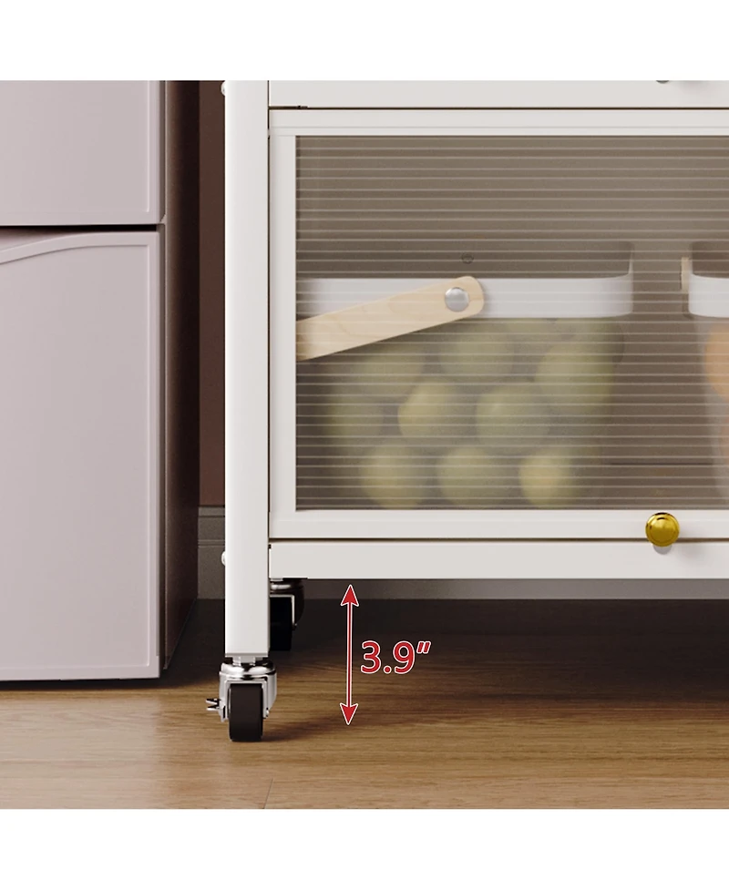 Flynama 65" Tall 5-Tier Kitchen Bakers Rack with Flip Door Cabinet, Microwave Stand and Coffee Bar Storage