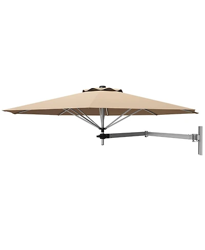 Gouun 8 ft Wall-Mounted Telescopic Folding Patio Umbrella with Adjustable Pole