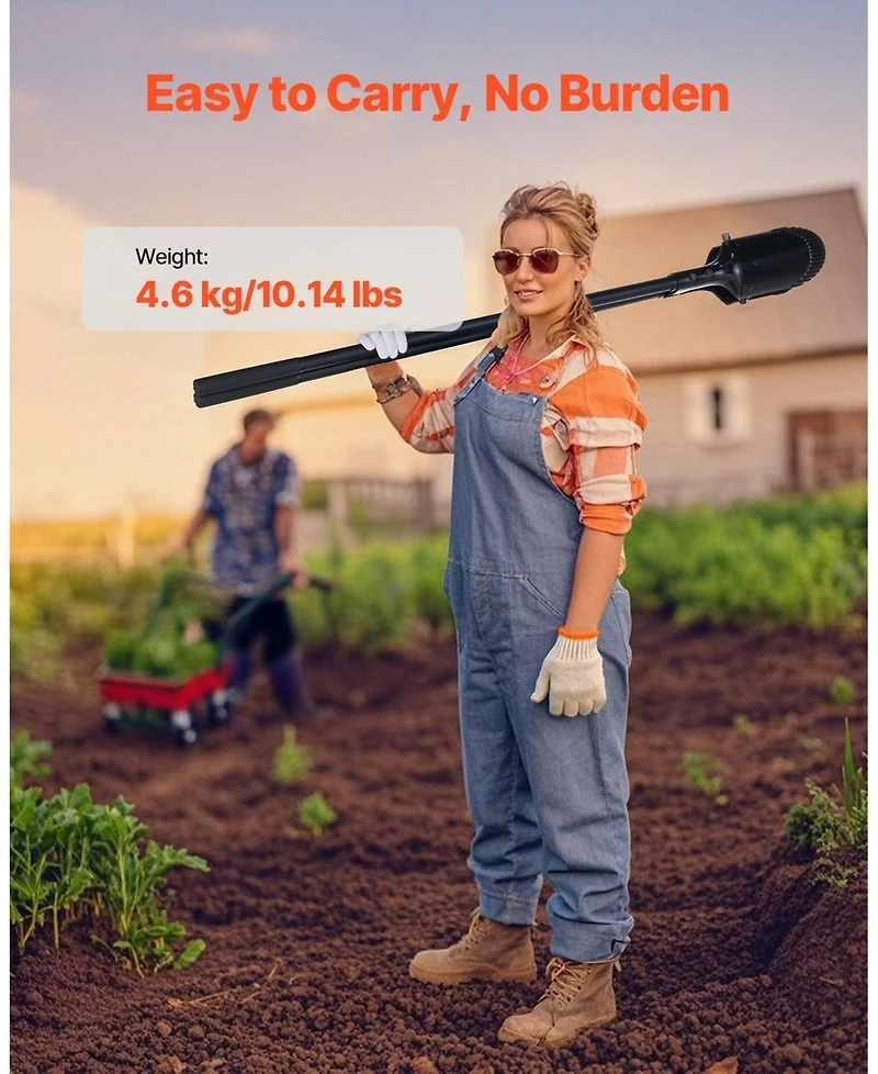 Skonyon Heavy Duty Post Hole Digger with Fiberglass Handle 5.71in Hole Diameter for Gardening Outdoors