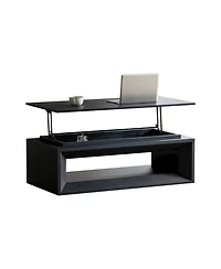 Rainsken Modern Lift-Top Coffee Table 43.3 Inches, Multi-Functional Rectangle Table with Height Adjustment and Storage Compartment for Living Room