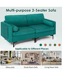 Gouun Modular Loveseat Sofa with 2 Bolsters and Side Storage Pocket