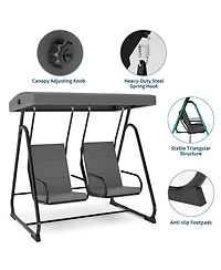 Homfan 2 Person Patio Swing with Adjustable Canopy, Removable Cushions, Heavy Duty Steel Frame, Weather Resistant Design
