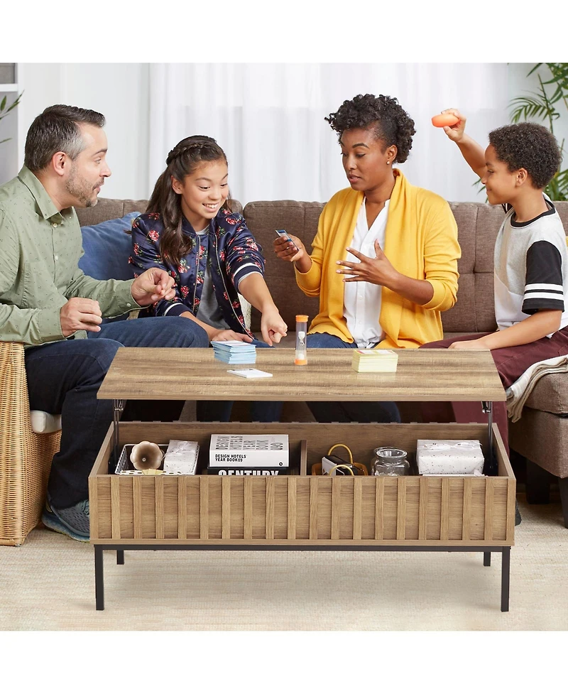 Homfan Lift Top Coffee Table with Storage, Wooden Center Table with Hidden Storage Compartment, Farmhouse End Table for Living Room, Office, Home