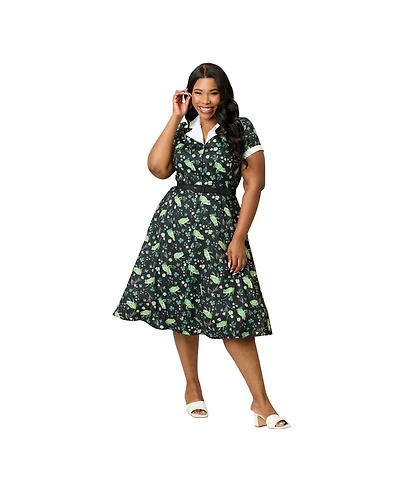 Unique Vintage Plus 1950s Cotton Alexis Short Sleeve Swing Dress