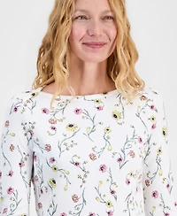 Style & Co Petite Cotton Delicate Bloom Top, Macy's Exclusive