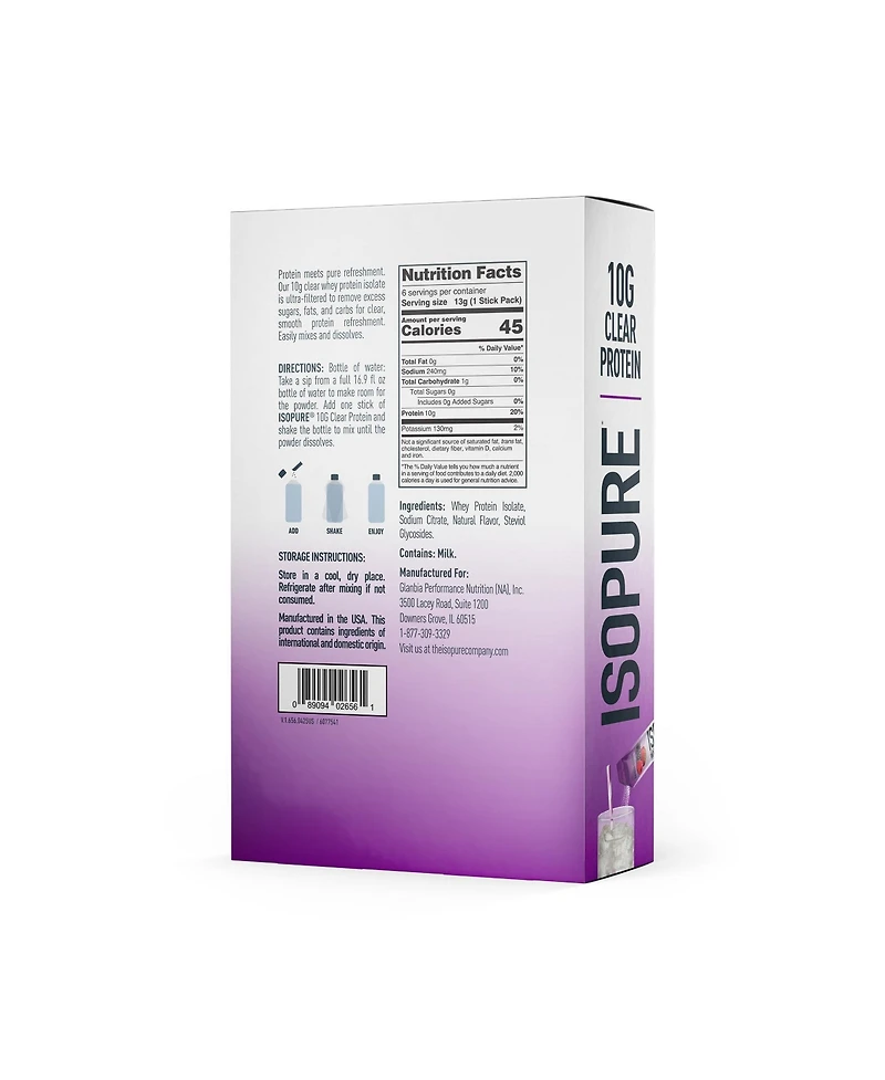 Isopure Protein Water Stickpacks Mixed Berry, 6 Count