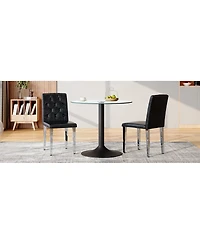 Streamdale Furniture Elegant Pu Dining Chair with Ergonomic Buckle Backrest