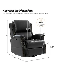 Hulala Home Felisa Traditional Swivel Rocker Manual Genuine Leather Recliner