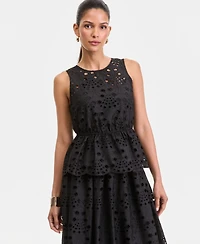 I.n.c. International Concepts Women's Sleeveless Eyelet Lace Peplum Top, Macy's Exclusive