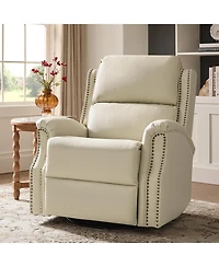 Hulala Home Felisa Traditional Swivel Rocker Manual Genuine Leather Recliner
