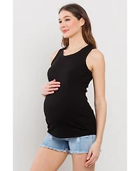 Hello Miz Maternity Fitted Ribbed Crewneck Tank Top