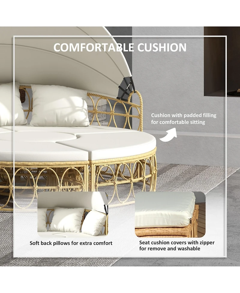 Outsunny Patio Furniture Set w/ Cushions, Outdoor Daybed w/ Canopy,