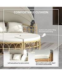 Outsunny Patio Furniture Set w/ Cushions, Outdoor Daybed w/ Canopy,