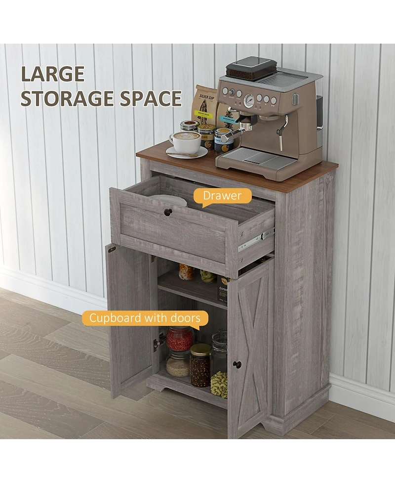 Homcom Farmhouse Storage Cabinet with Drawer and Doors