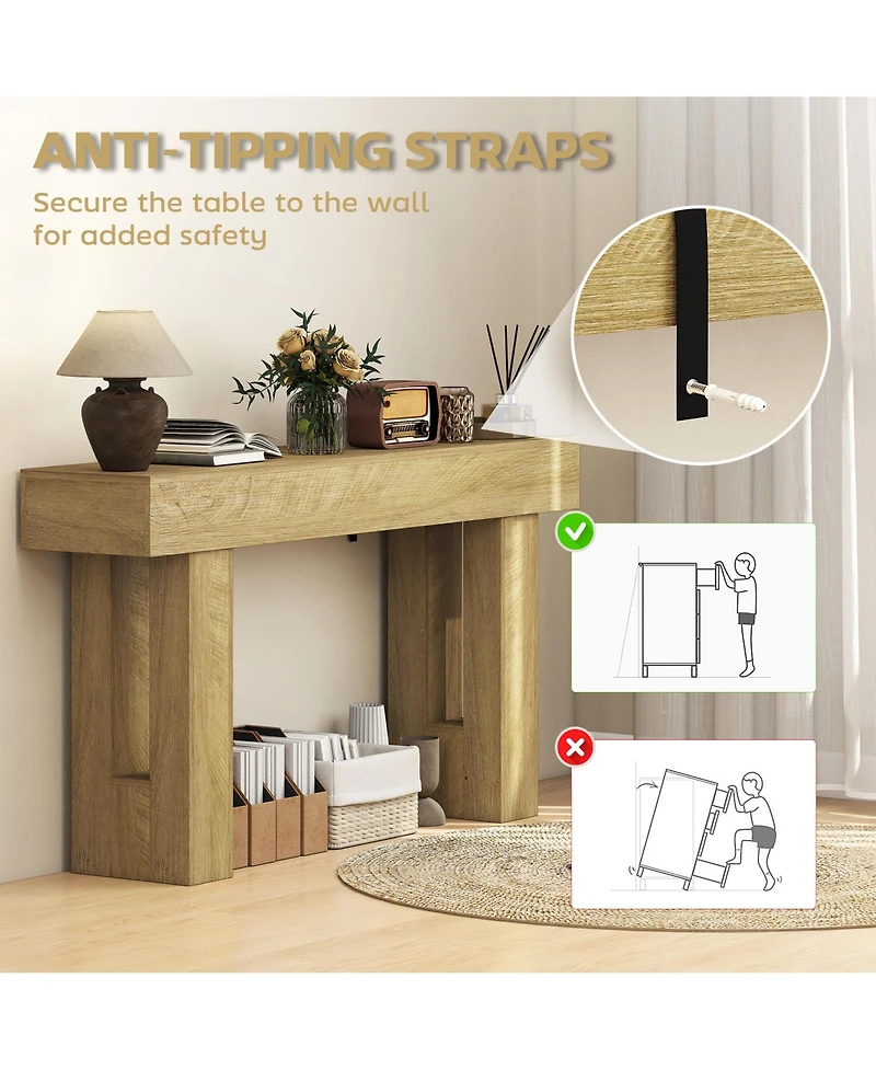 Homcom 42 Inch Console Table, Narrow Sofa Table Behind the Couch,