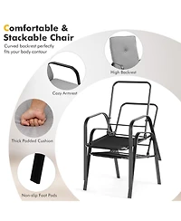 Gymax Set of 4 Patio Dining Chairs High-Back Cushions Space Saving