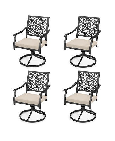 Gymax Pieces Outdoor Swivel Chairs Patio Dining Chairs w/ Padded Cushions