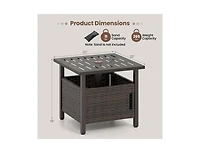 Slickblue All-Weather Pe Wicker Patio Side Table with Umbrella Hole for Outdoor Use