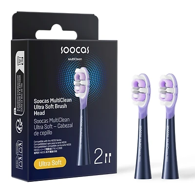 Soocas Multiclean Ultra Soft Electric Toothbrush Replacement Heads, Compatible with both Neos Ii and Neos Ii Ultra