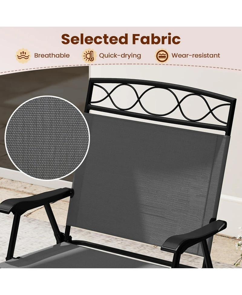 Sugift Set of 4 Patio Folding Dining Chairs with Armrests