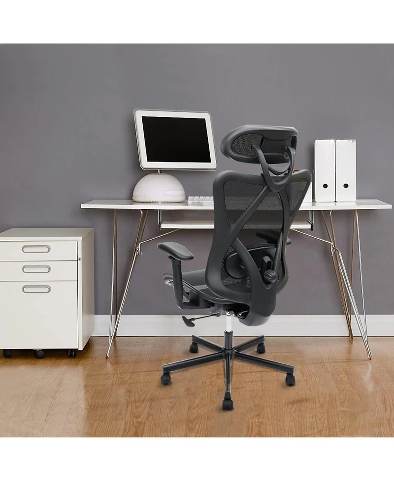 Flynama Mesh Office Chair with Mute Wheel,Adjustable Lumbar Headrest Chair