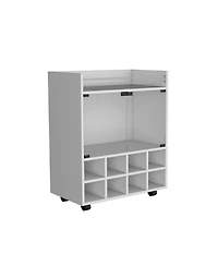 Flynama Bar Cart with 8-Bottle Rack, Double Glass Door Cabinet and Aluminum Top