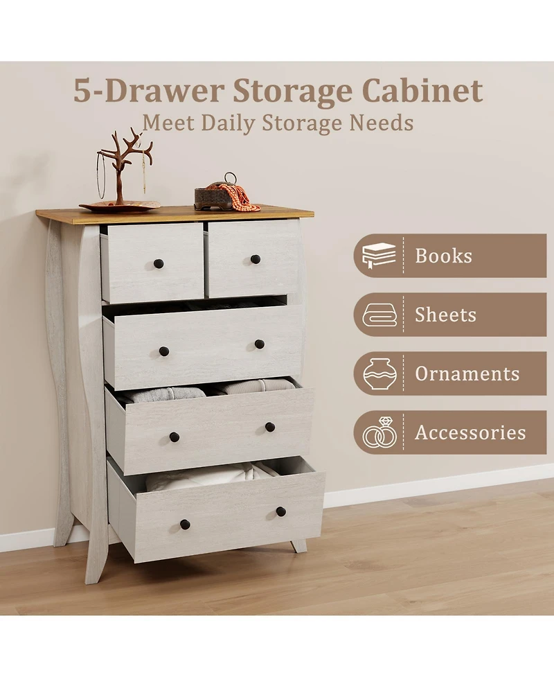 Gouun Closet Storage Organizer with 5 Folding Fabric Drawers and Anti-tipping Kit