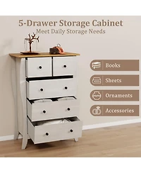Gouun Closet Storage Organizer with 5 Folding Fabric Drawers and Anti-tipping Kit