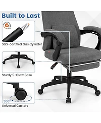 Gouun Chenille Reclining Office Chair with Upholstered Computer Desk Seat