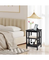 Gouun 3-Tier Square Nightstand with Side Baffles and Round Corners, 16 x 16 x 24 in