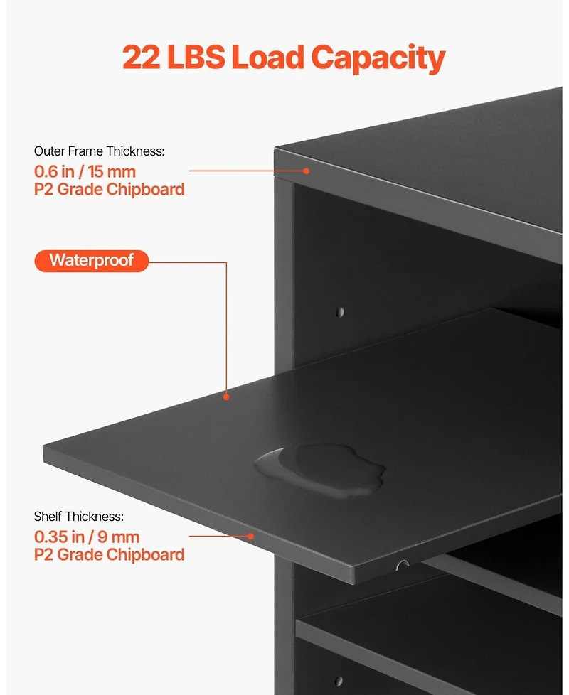 Gouun 24-Compartment Wood Literature Organizer with Adjustable Shelves, 29.0 x 12.0 x 24.4 in