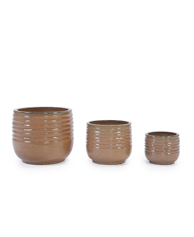 Clihome Handmade Ceramic Planter Set of 3 - All-Weather Deep