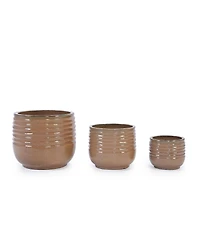 Clihome Handmade Ceramic Planter Set of 3 - All-Weather Deep
