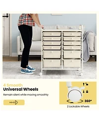 Gouun 12-Drawer Multi-Purpose Rolling Cart with Removable Drawers and Top Storage