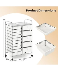 Gouun 15-Drawer Chrome Rolling Storage Trolley with 88 lbs Total Capacity