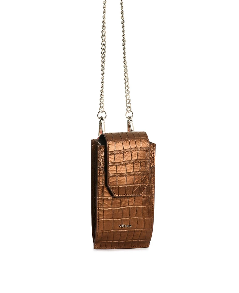 Velez Embossed Leather Phone Holder