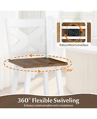 Gymax 24 Swivel Barstools Set of 2 w Backrest Large Seat Footrest for Kitchen Island