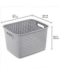 Gnuadz Tall Weave Woven Plastic Storage Baskets With Handles Gift Basket