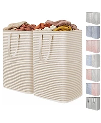 Gnuadz 2 Peice Laundry Basket Collapsible Hamper with Reinforced Handles Freestanding Waterproof Gift