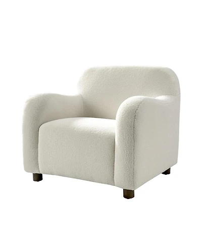 Berken 35'' Wide Lamb Wool Upholstered Teddy Armchair with Solid Wood Legs